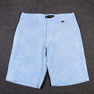 Travis Mathew Golf Shorts Mens 30 Blue Palm Print Stretch Street Art 10" Inseam